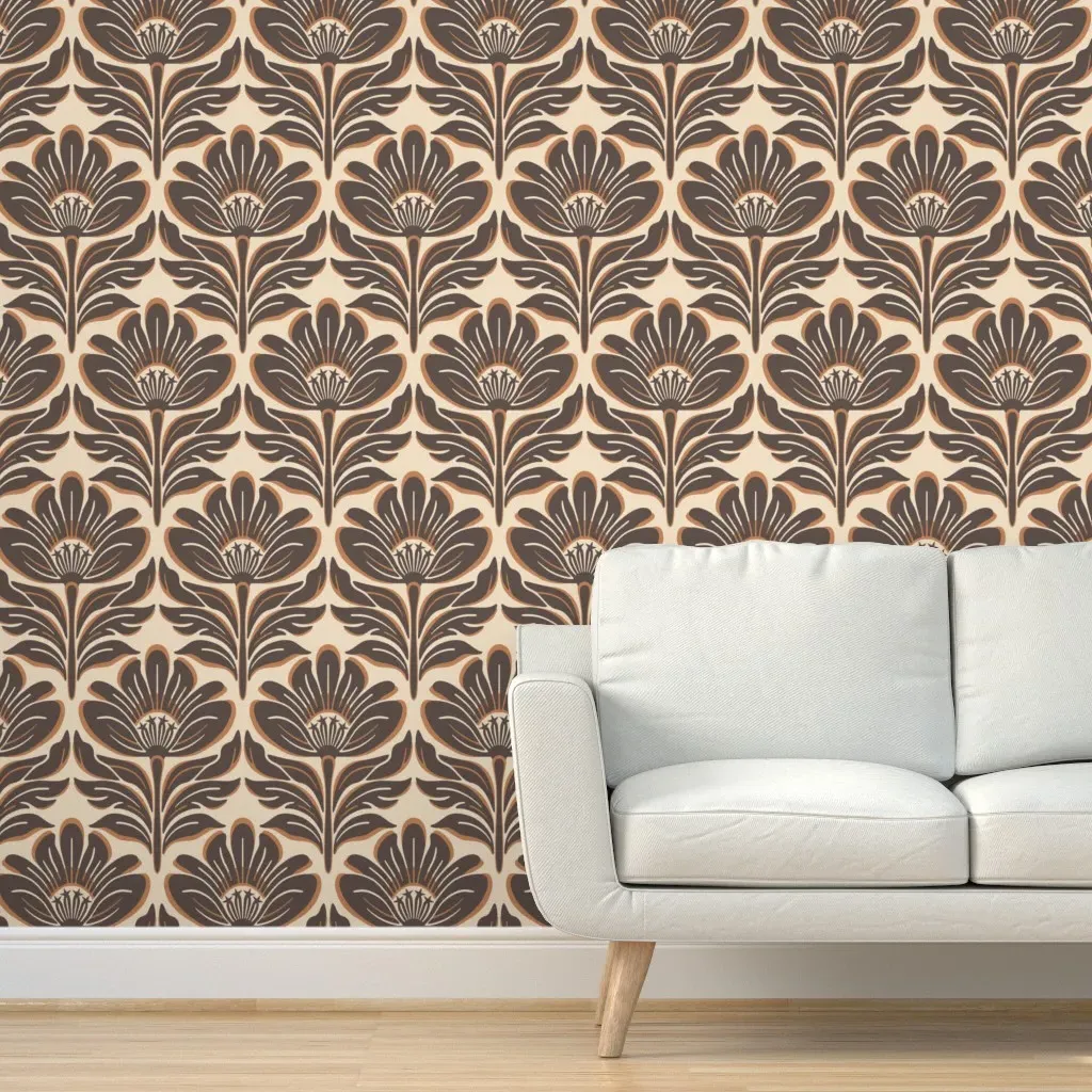 Lanceleaf Damask Silhouette Peel and Stick Wallpaper - Dark Brown product