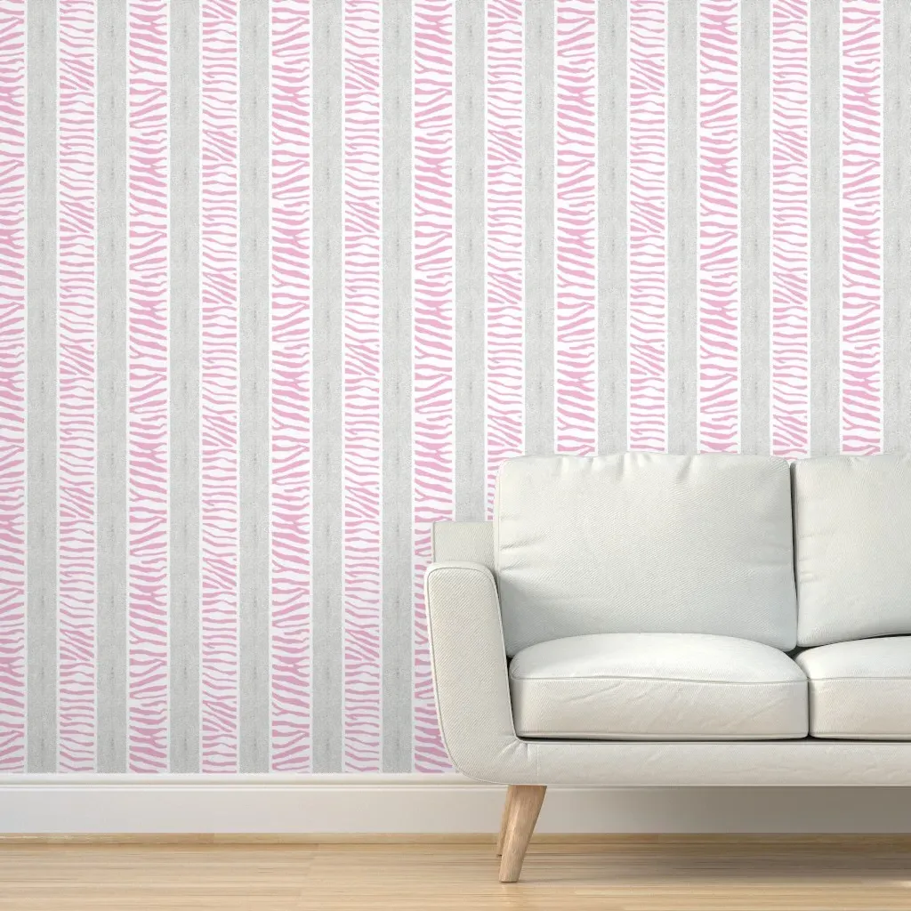 Land And Sea Stripe Peel and Stick Wallpaper - Pink, Grey product
