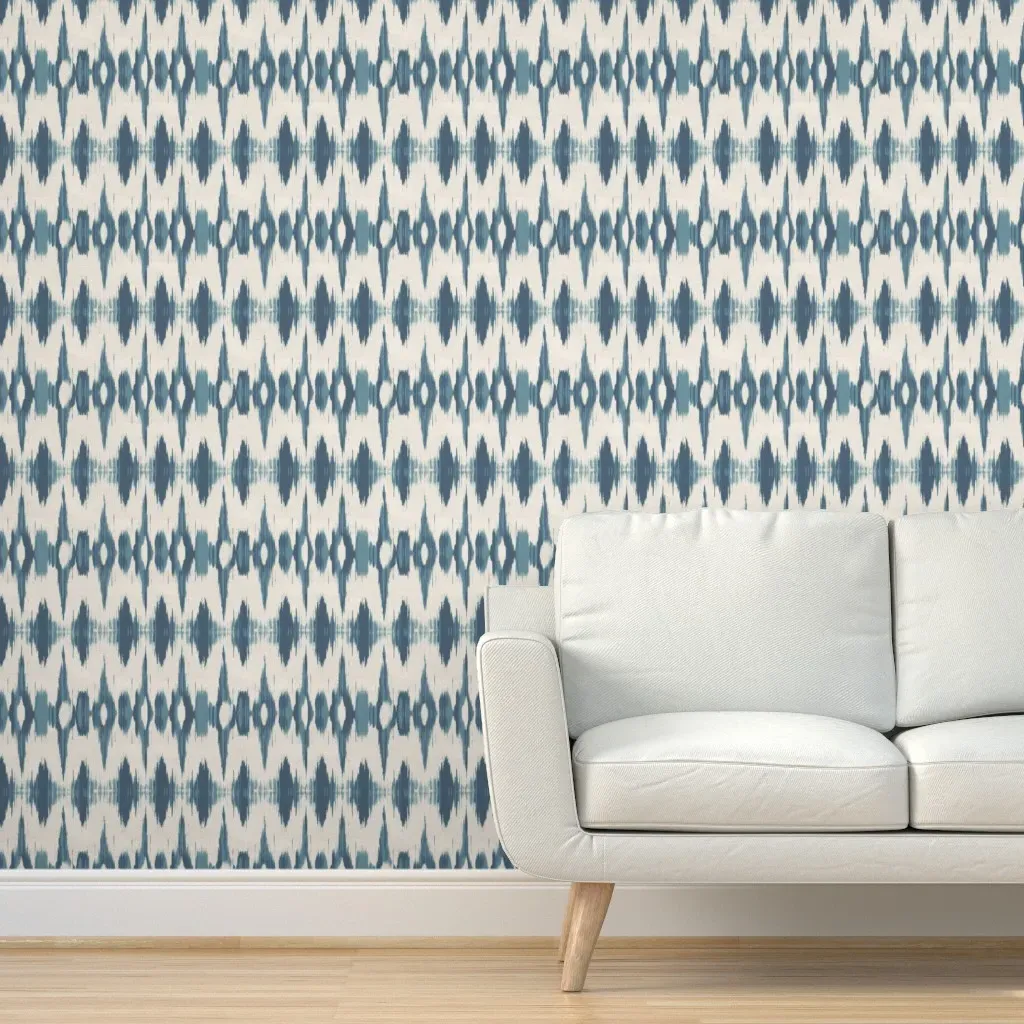 Languedoc Ikat Peel and Stick Wallpaper - Steel Blue product