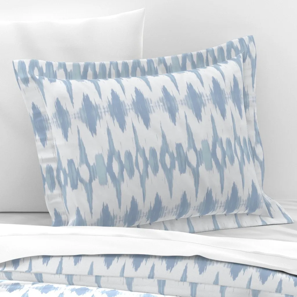 Languedoc Ikat Standard Flanged Cushion Cover - Light Blue, Cotton Sateen product