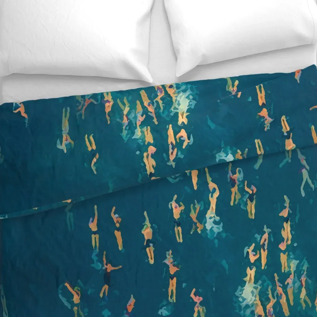 Lapping Waves Duvet Cover - Teal alternate view