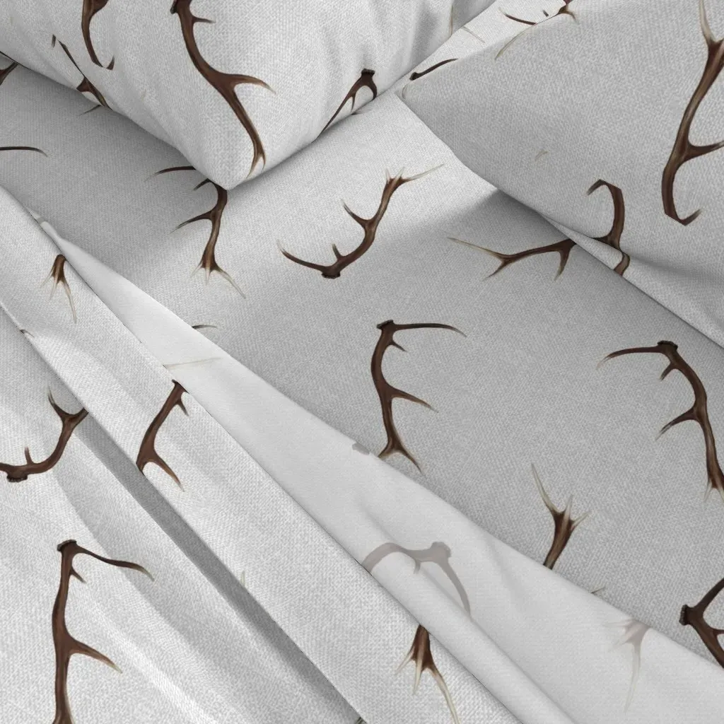 Large Antlers On Textured Gray King Sheet Set - Brown alternate view