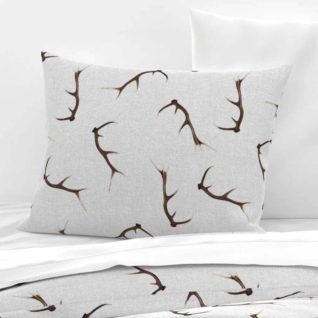 Large Antlers Standard Knife Edge Cushion Cover - Brown, Cotton Sateen product