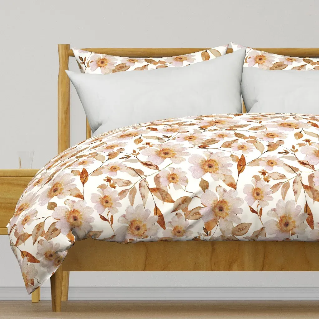 Large Autumn Floral Duvet Cover - Blush Pink product