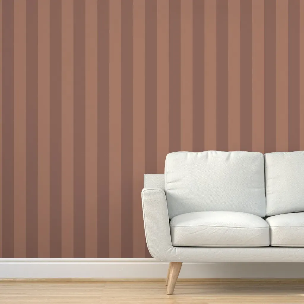 Large Awning Stripes Peel and Stick Wallpaper - Mocha Mousse & Baltic Amber product