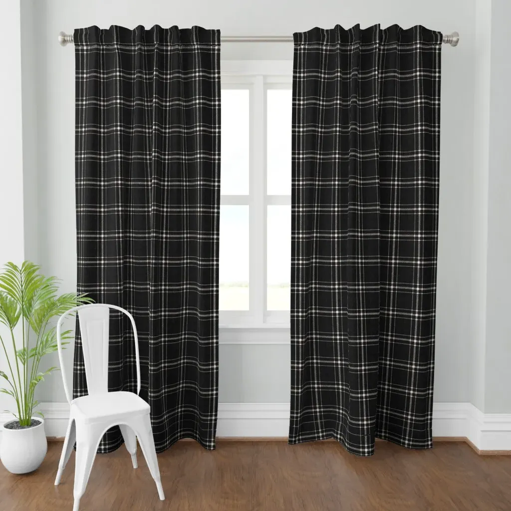 Large Basic Plaid Curtain Panel - Black product