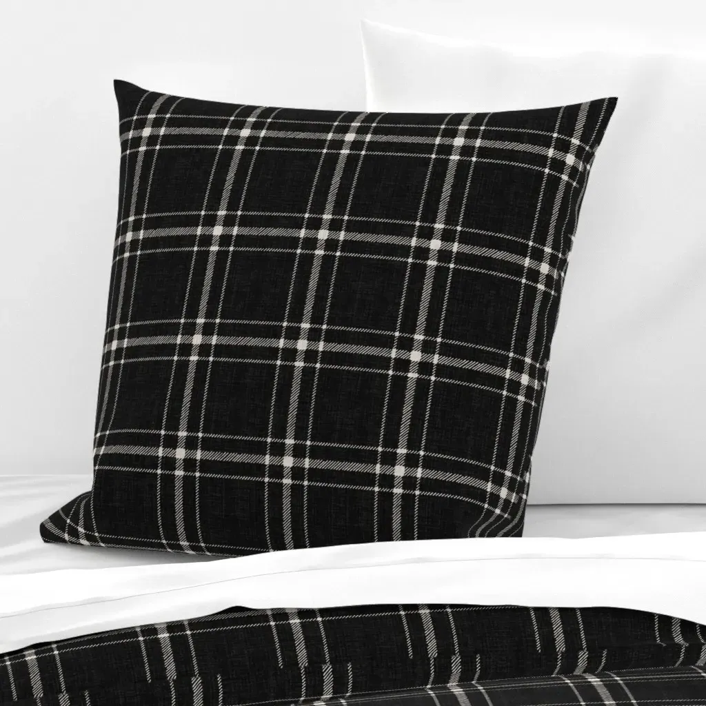 Large Basic Plaid Euro Pillow Sham - Black product
