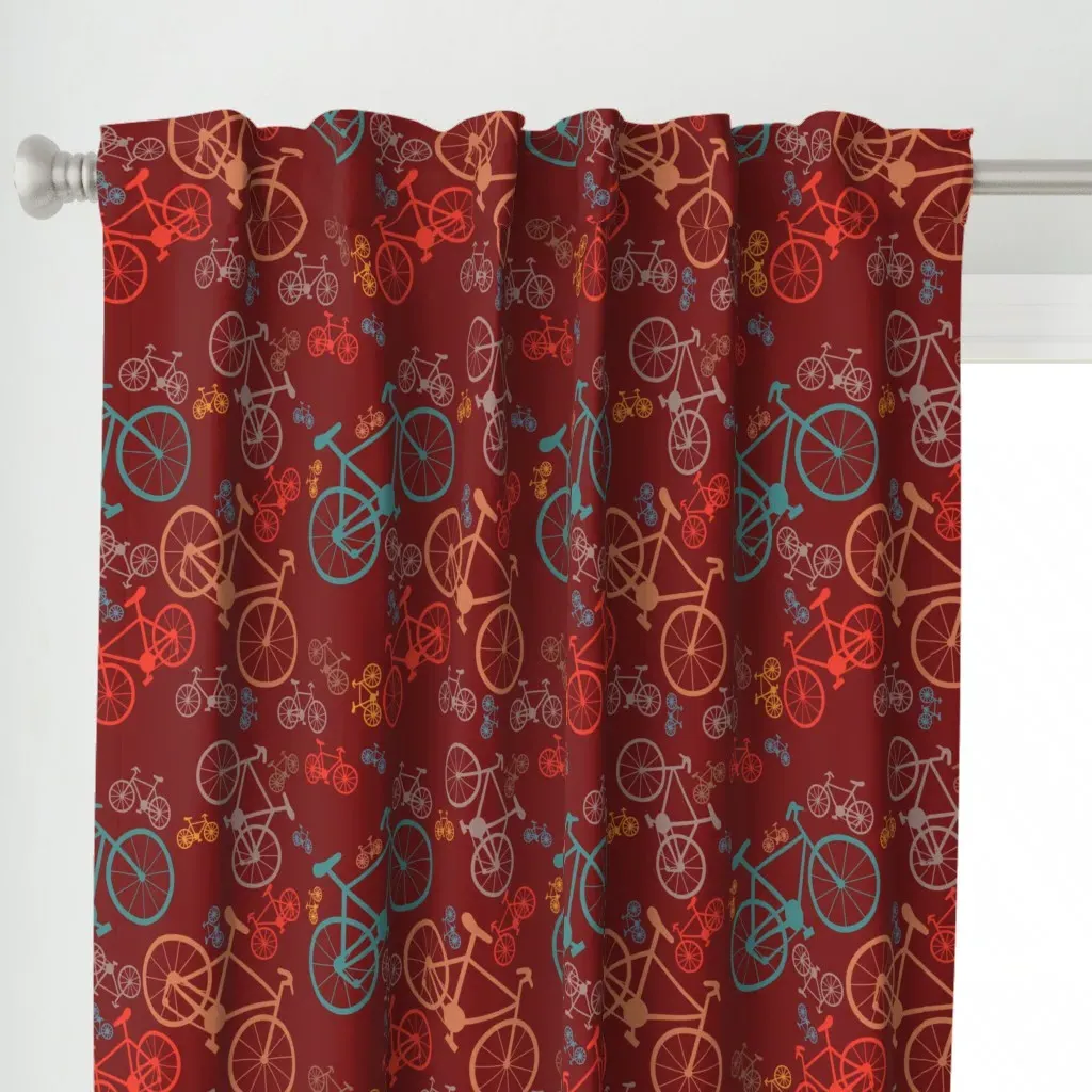 Large Bikes Curtain Panel - Burgundy alternate view