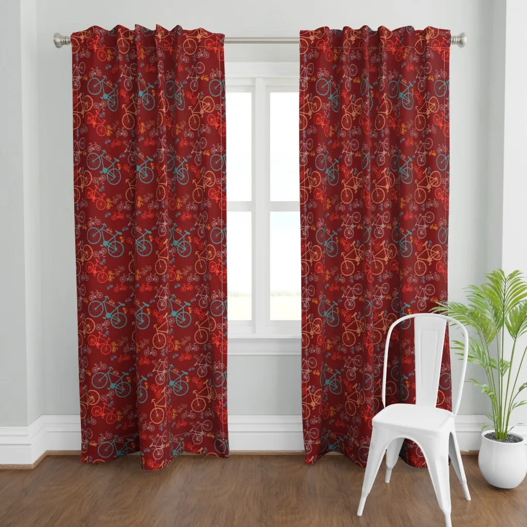 Large Bikes Curtain Panel - Burgundy product