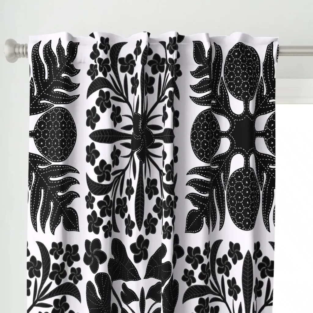 Large Black and White Curtain Panel - Black alternate view