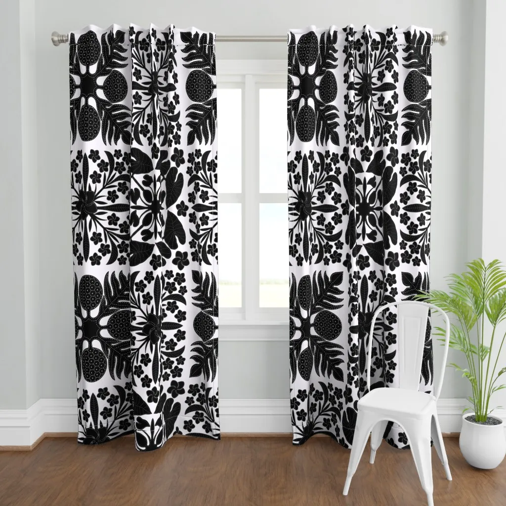 Large Black and White Curtain Panel - Black product
