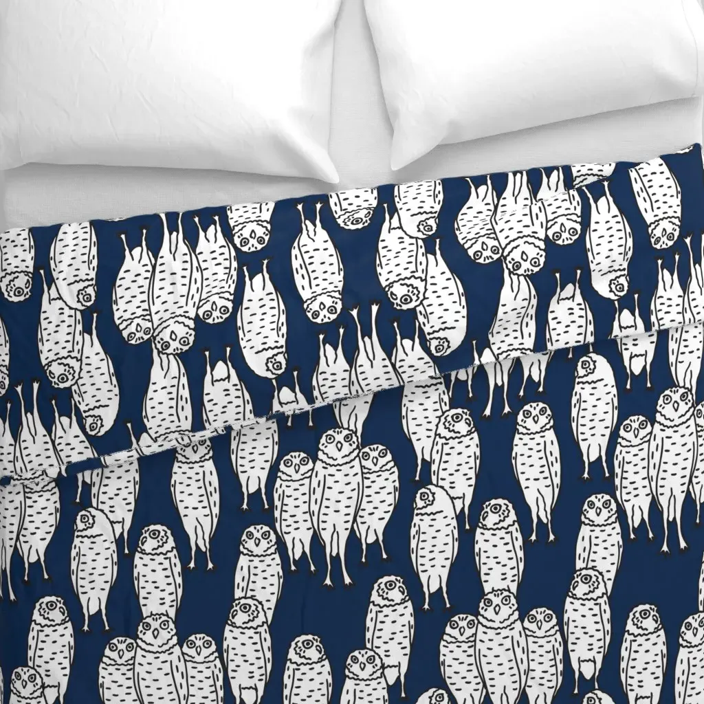 Large Black And White Owls Duvet Cover - White alternate view