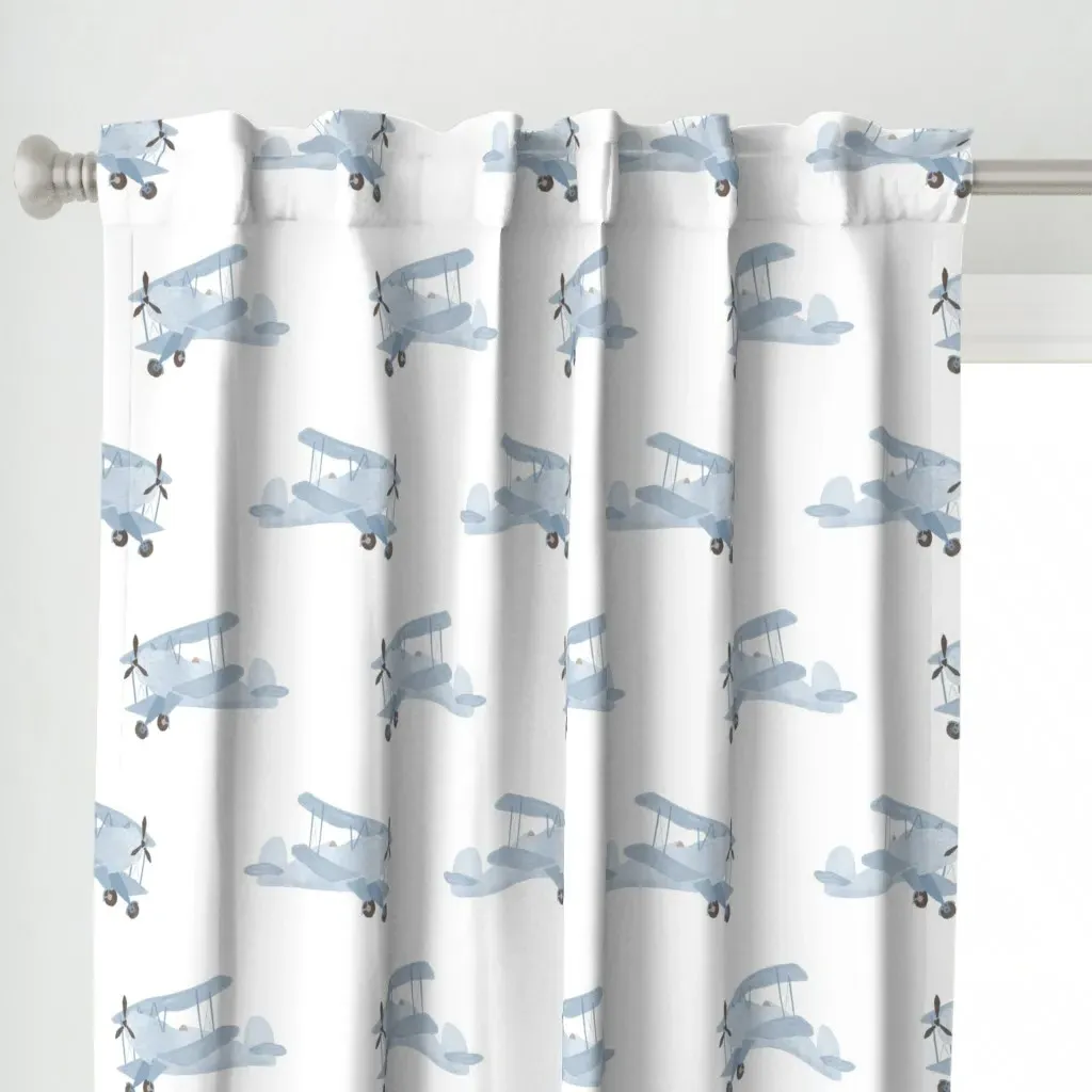 Large Blue Watercolor Curtain Panel - Light Blue alternate view