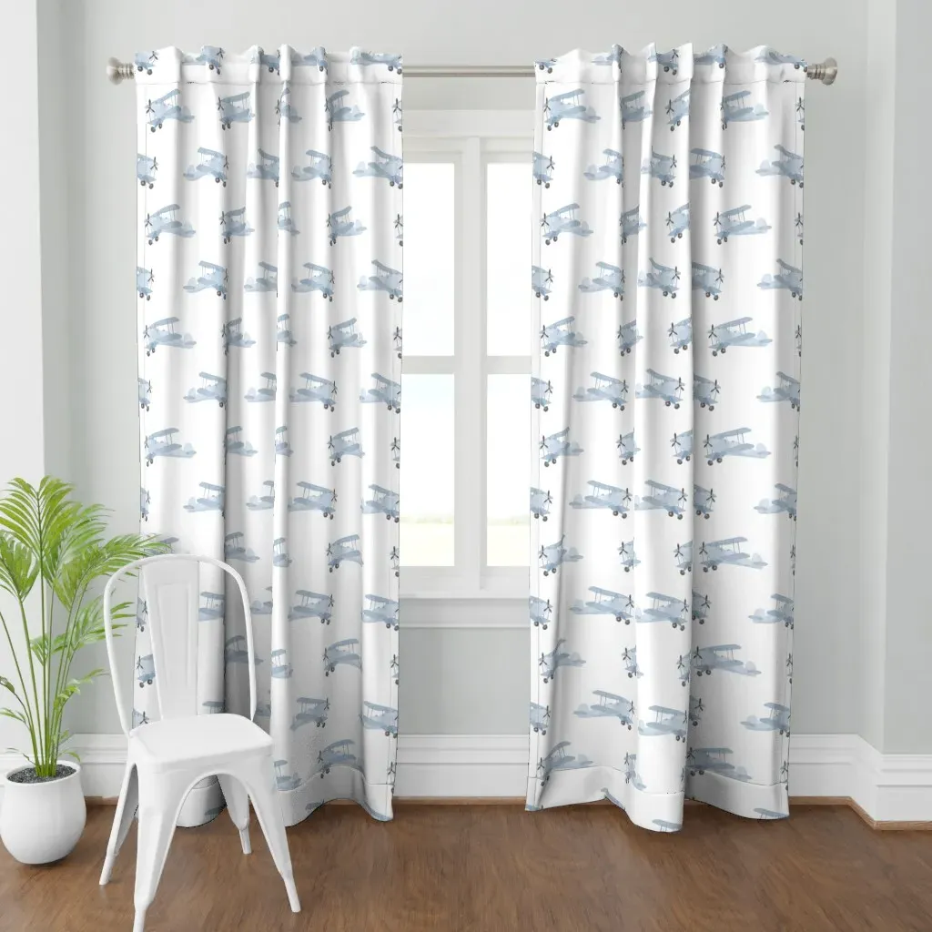 Large Blue Watercolor Curtain Panel - Light Blue product