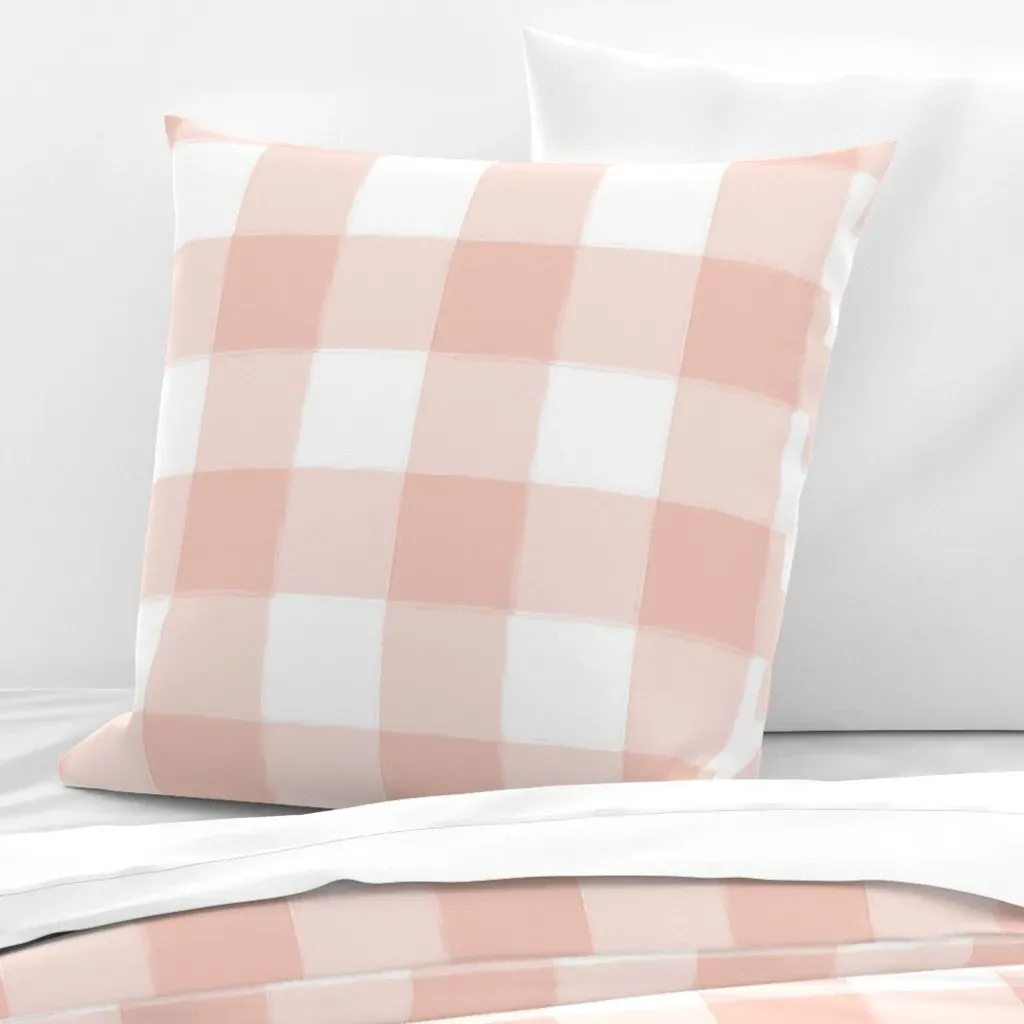 Large Blush Pink Buffalo Check Gingham Euro Pillow Sham product