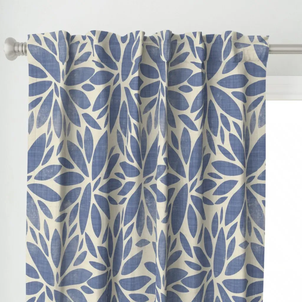 Large Bold Abstract Curtain Panel - Dusty Blue alternate view