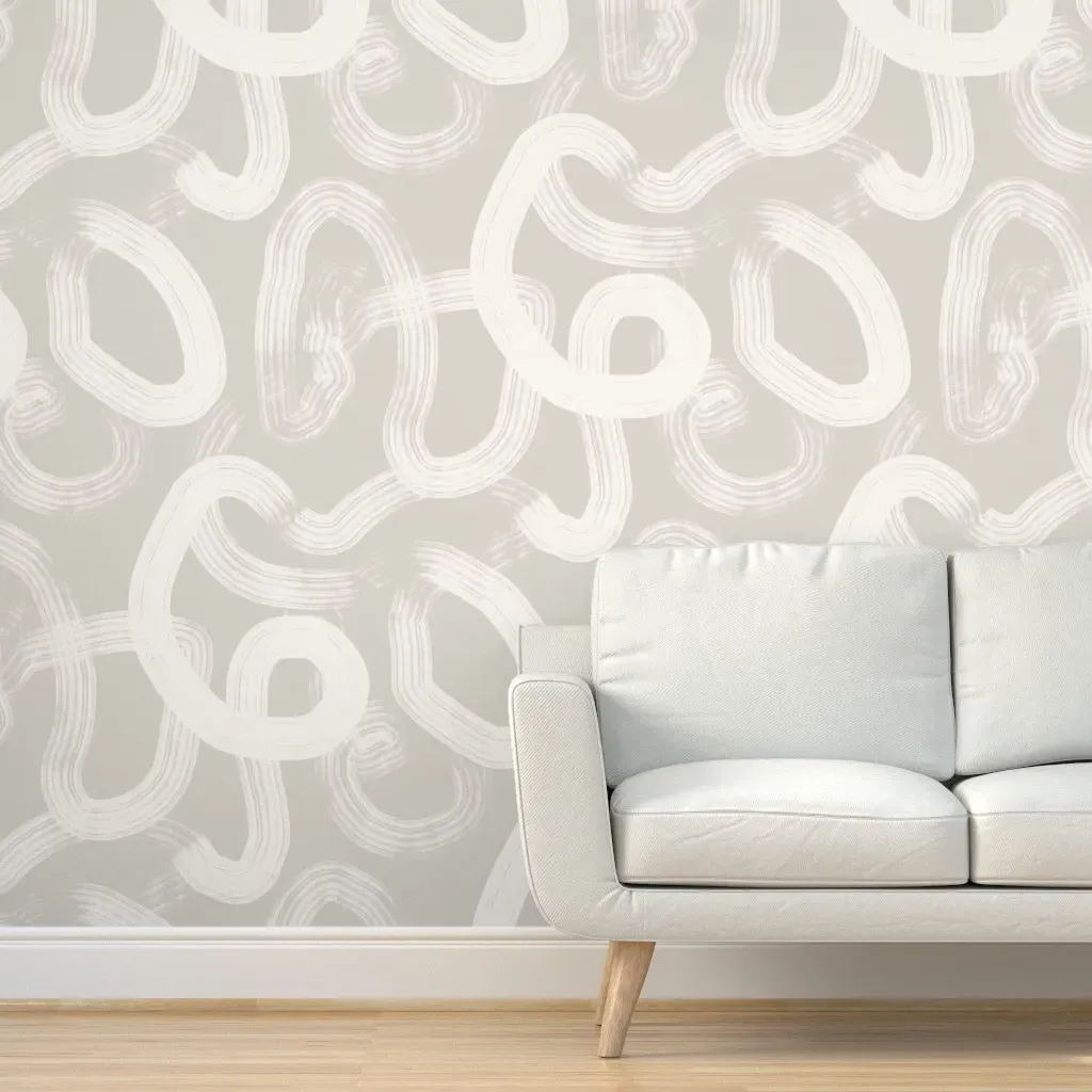 Large Brush Stroke Abstract Peel and Stick Wallpaper - Off-White product