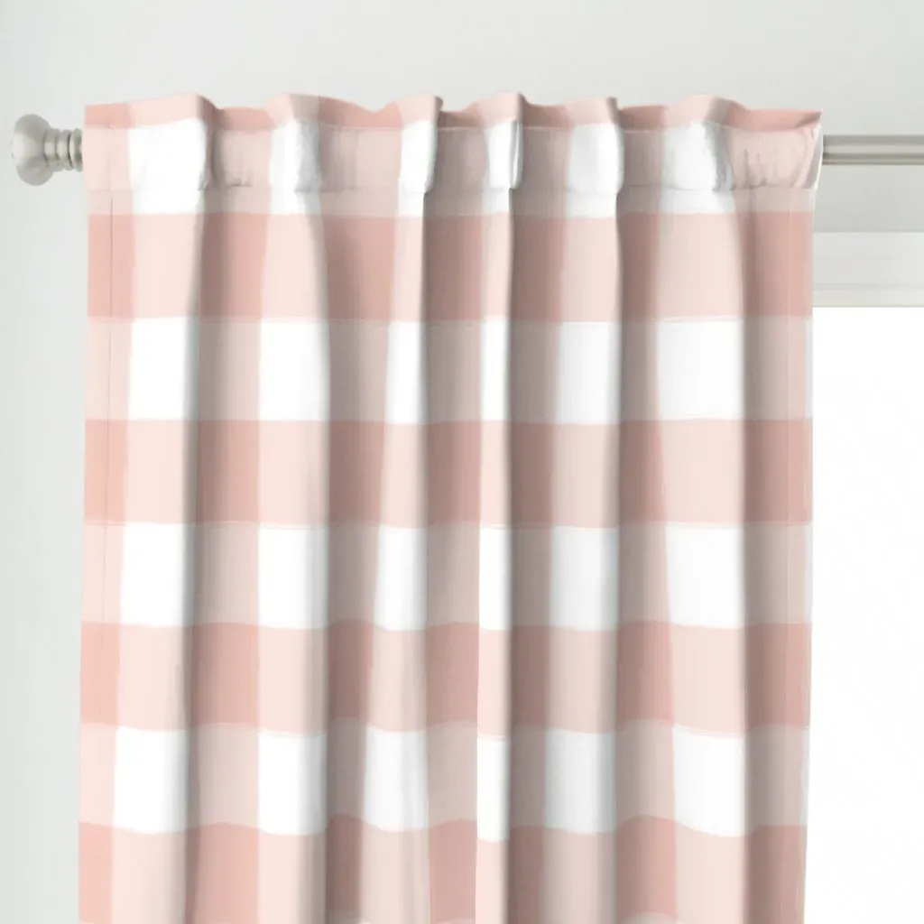 Large Buffalo Check Curtain Panel - Blush Pink alternate view