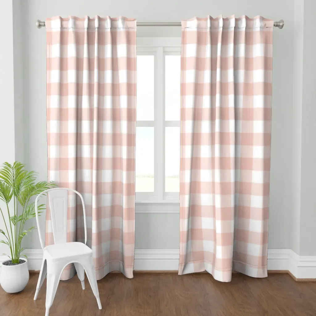 Large Buffalo Check Curtain Panel - Blush Pink product