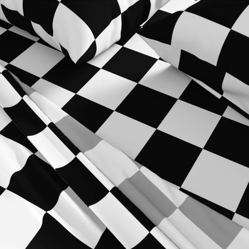 Large Check Full Sheet Set - Black and White alternate view