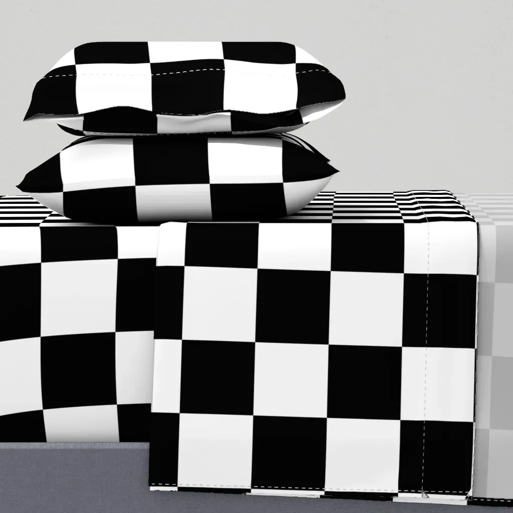 Large Check Full Sheet Set - Black and White product