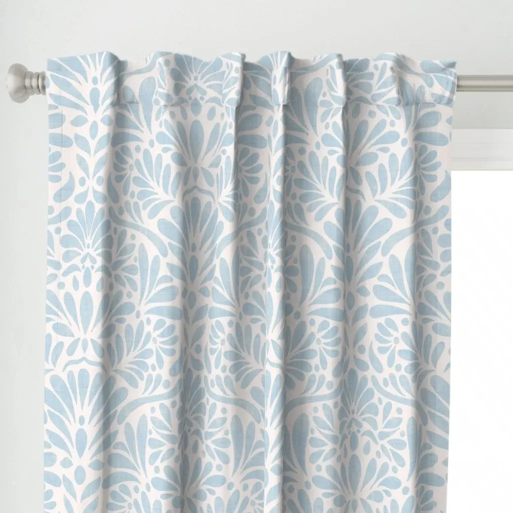 Large Curtain Panel - Powder Blue, White alternate view