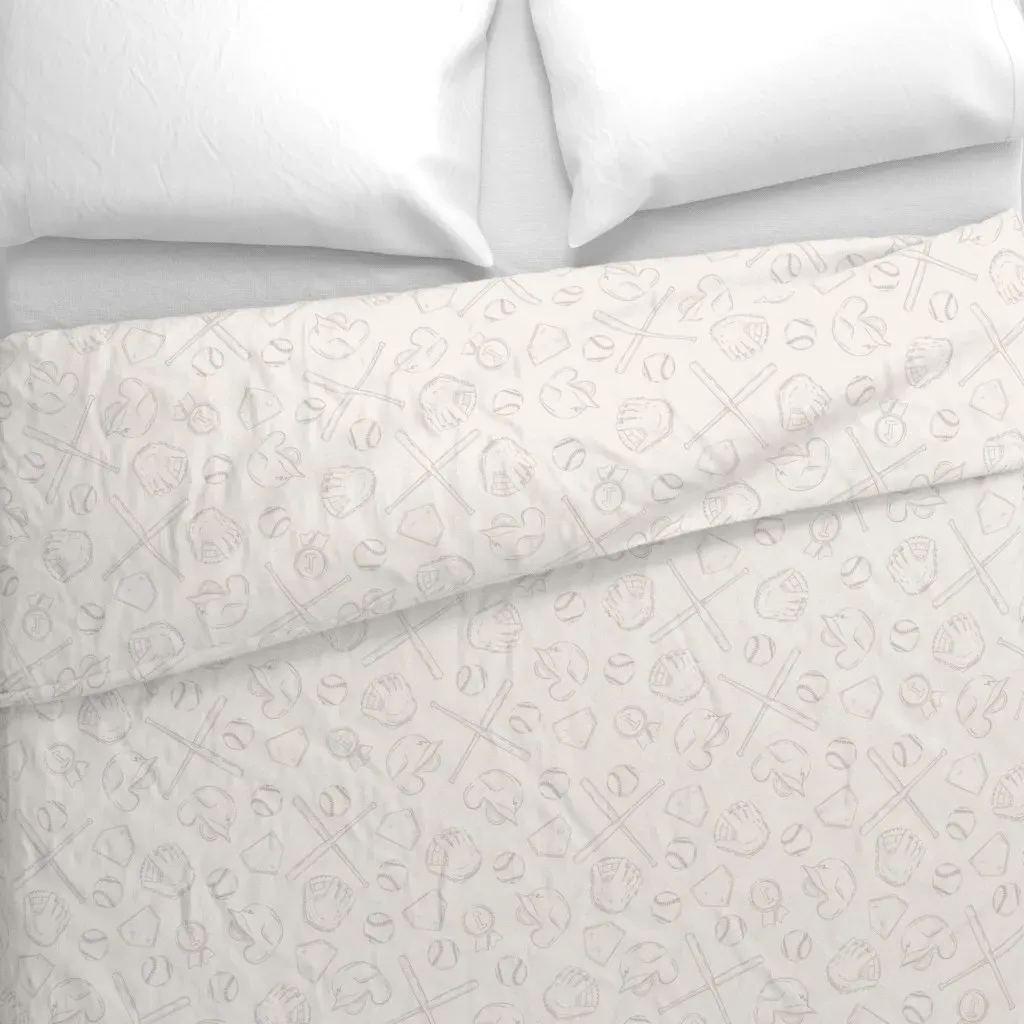 Large Ditsy Baseball Sport Duvet Cover - Light Gray alternate view