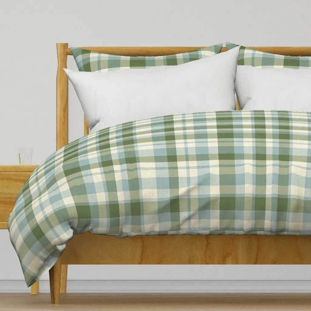Large Duvet Cover - Baby Blue, White & Green product