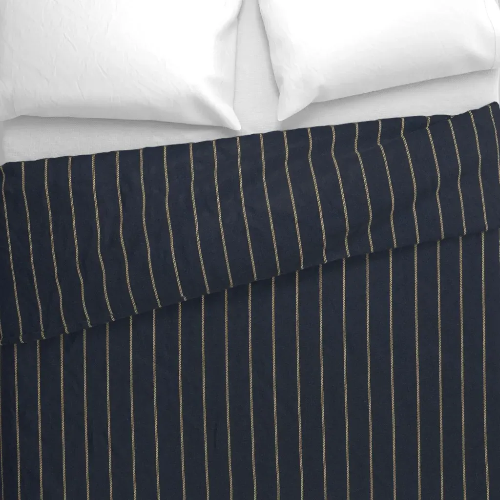 Large Duvet Cover Navy Pinstripe - Navy alternate view