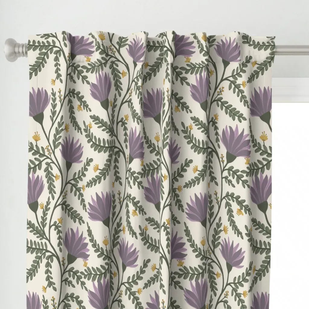 Large Enchanted Floral Curtain Panel - Purple alternate view