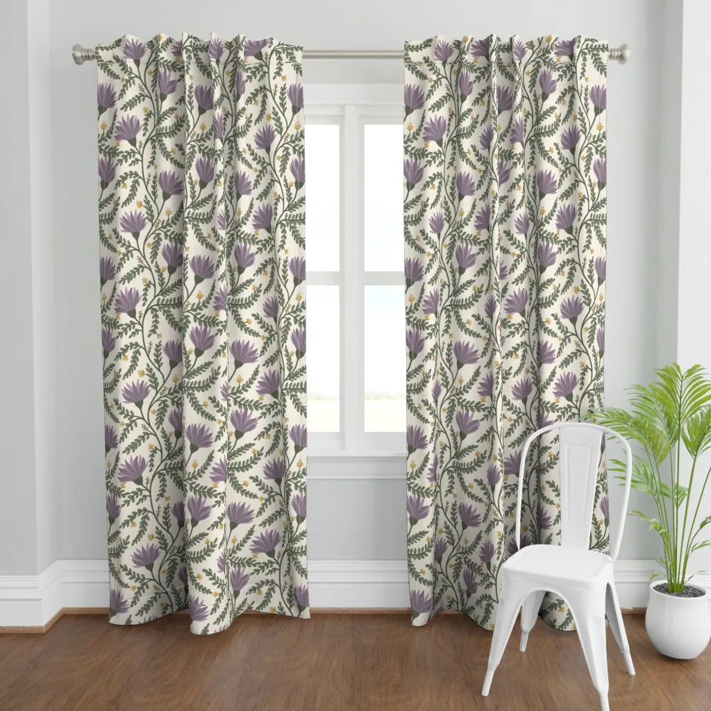 Large Enchanted Floral Curtain Panel - Purple product