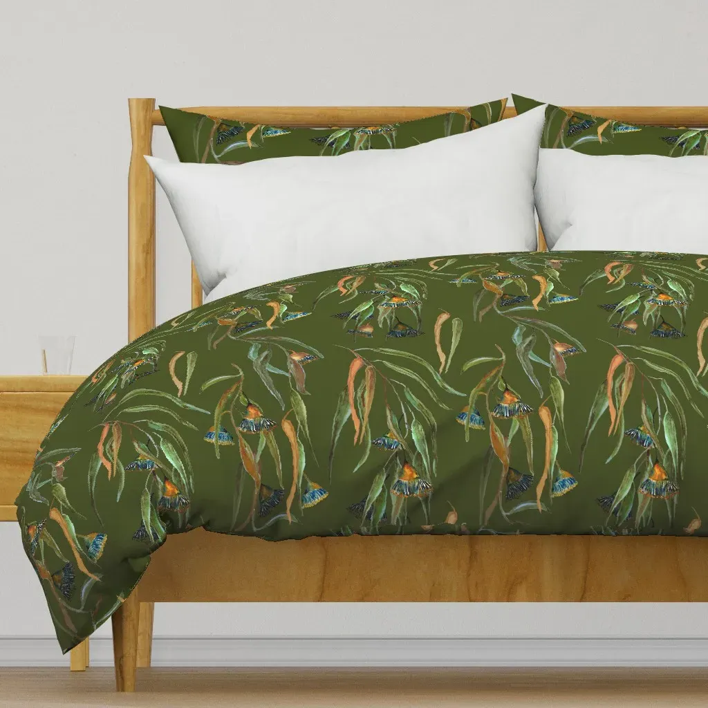 Large Eucalyptus On Olive Duvet Cover - Olive Green product