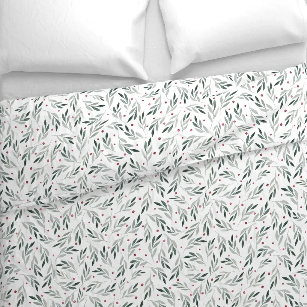 Large Festive Christmas Duvet Cover - Sage Green alternate view