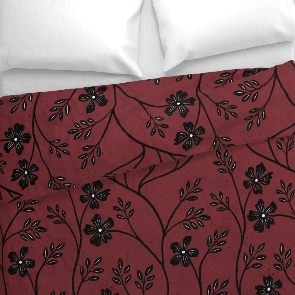 Large Floral Duvet Cover - Crimson alternate view