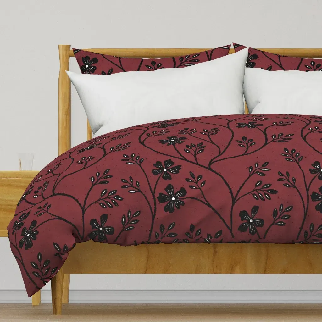 Large Floral Duvet Cover - Crimson product