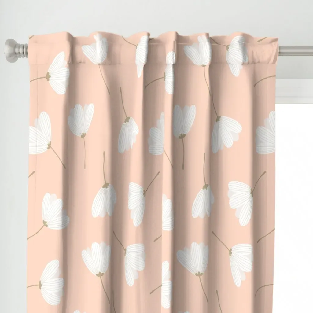 Large Flower Fall Curtain Panel - White alternate view