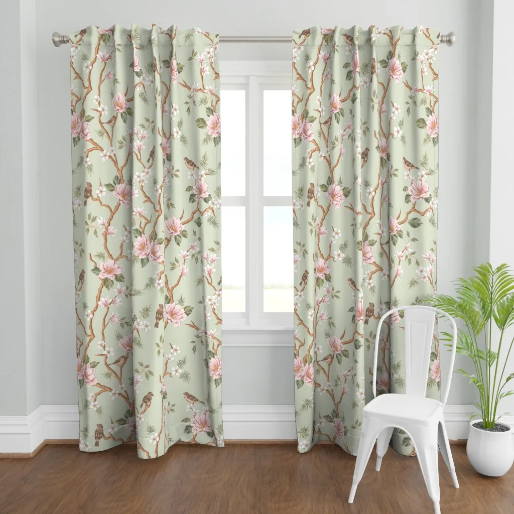 Large French Chinoiserie Curtain Panel - Pink product