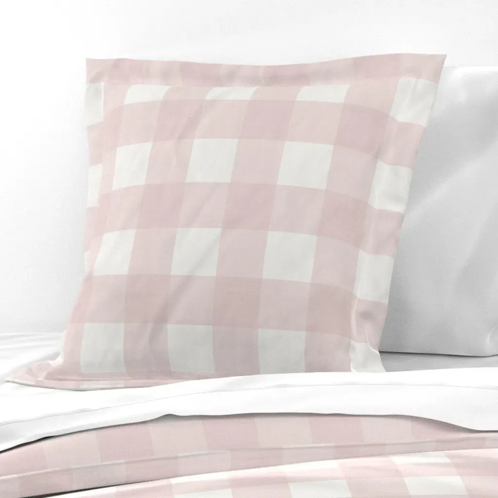 Large Gingham Euro Pillow Sham - Pastel Pink, Linen product
