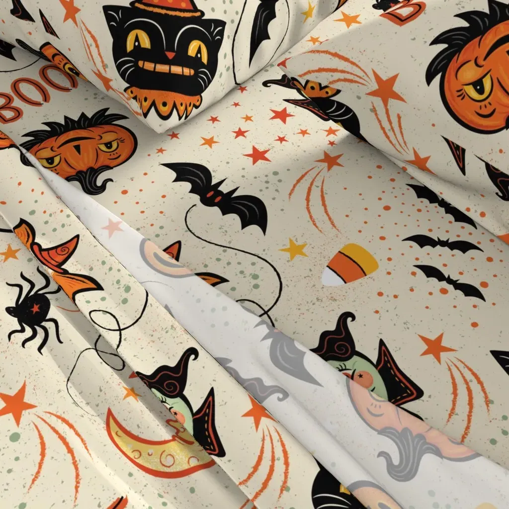 Large Heads Of Halloween Scatter Queen Sheet Set - Orange alternate view
