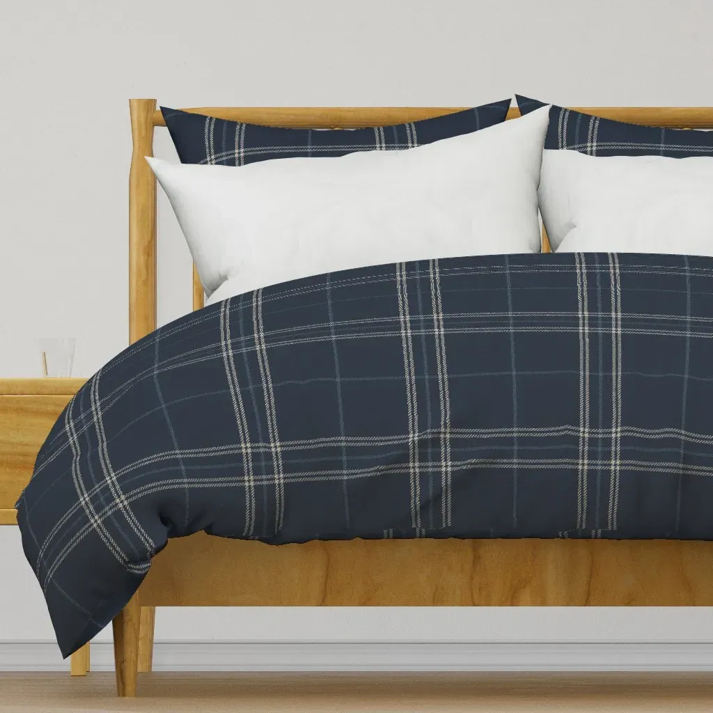 Large Heritage Windowpane Duvet Cover - Navy Blue product