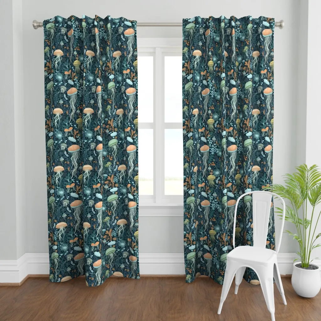Large Jellyfish Curtain Panel - Teal product