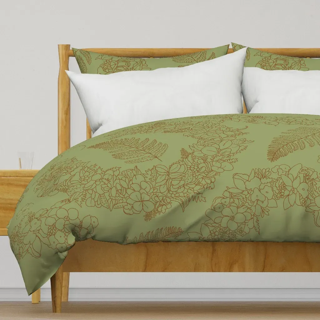 Large Lei Po'O Outline Duvet Cover - Olive Green product
