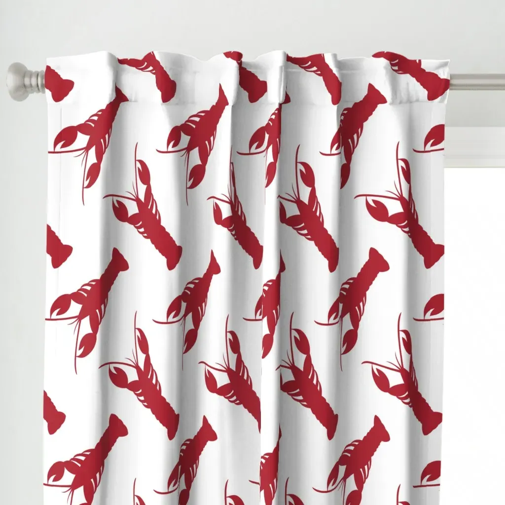 Large Lobsters Curtain Panel - Red alternate view