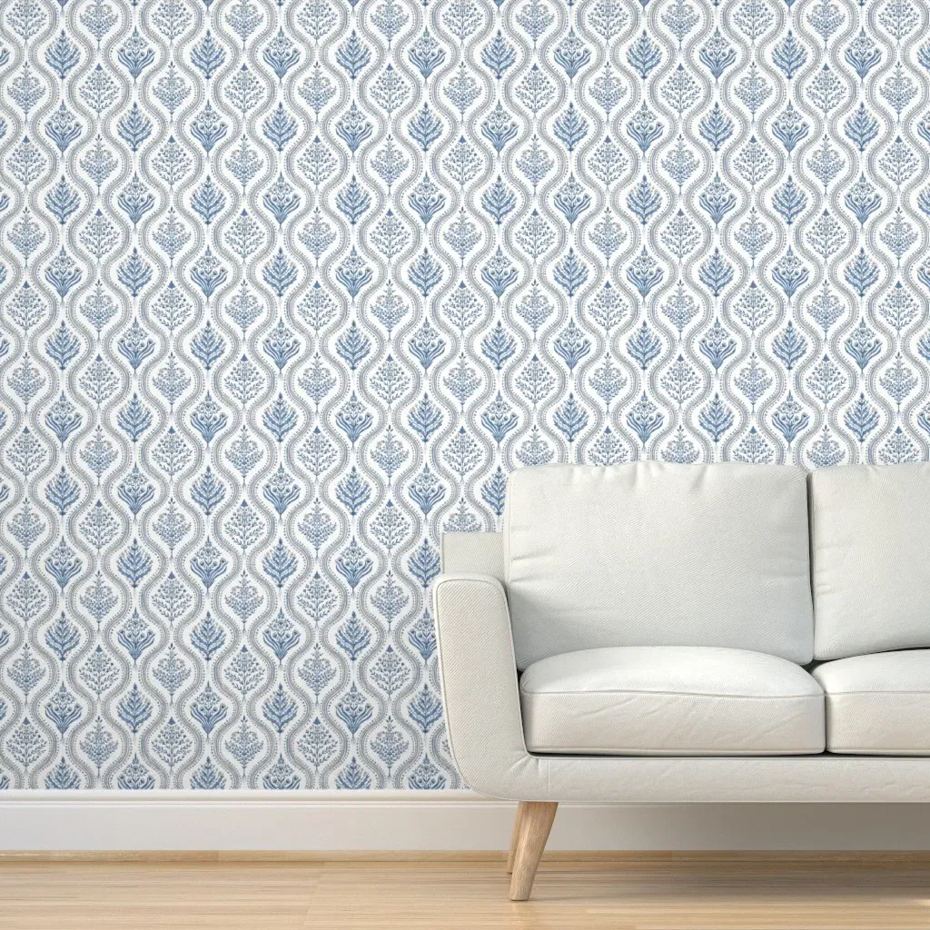 Large Monticello Peel and Stick Wallpaper - Navy and Grey product
