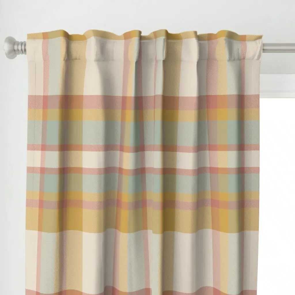Large Muted Curtain Panel - Pale Yellow alternate view