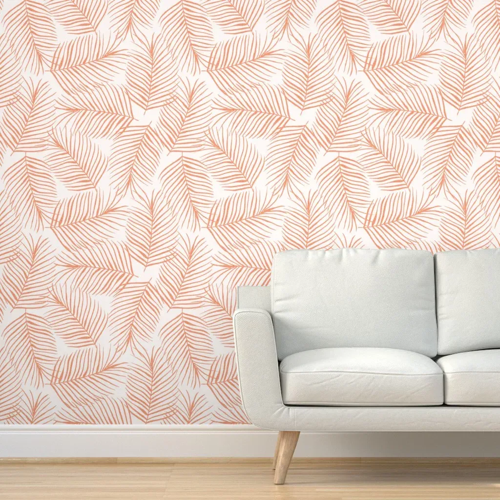 Large Palm Leaves Peel and Stick Wallpaper - Salmon product