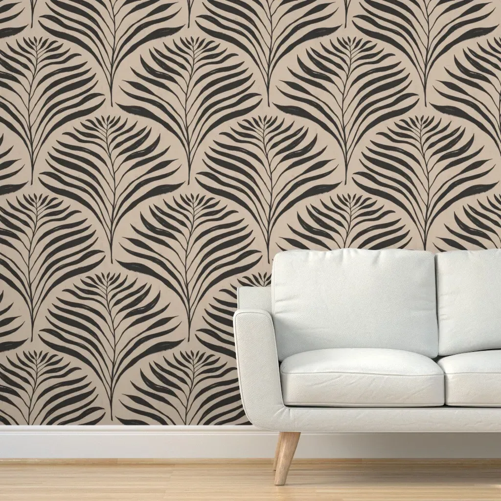 Large Palms Peel and Stick Wallpaper - Black product