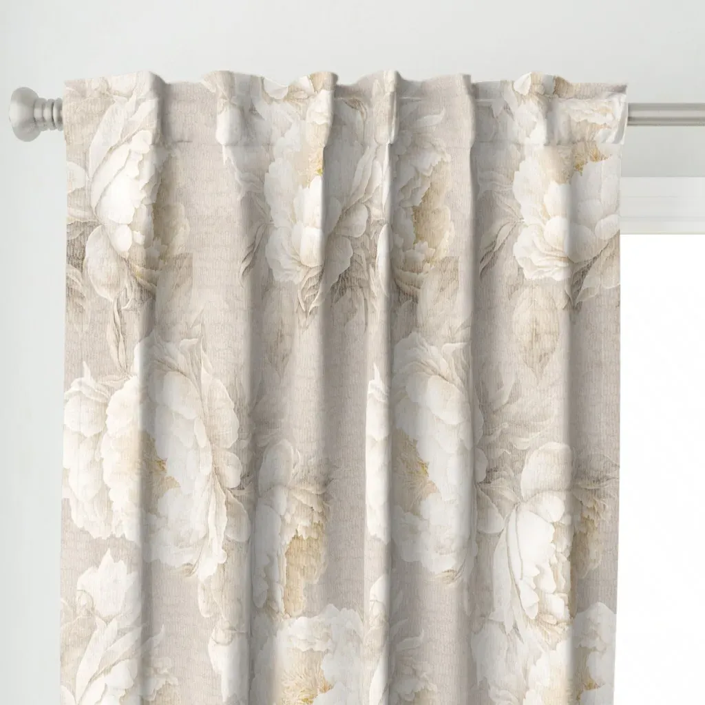 Large Peonies Curtain Panel - Off-White alternate view