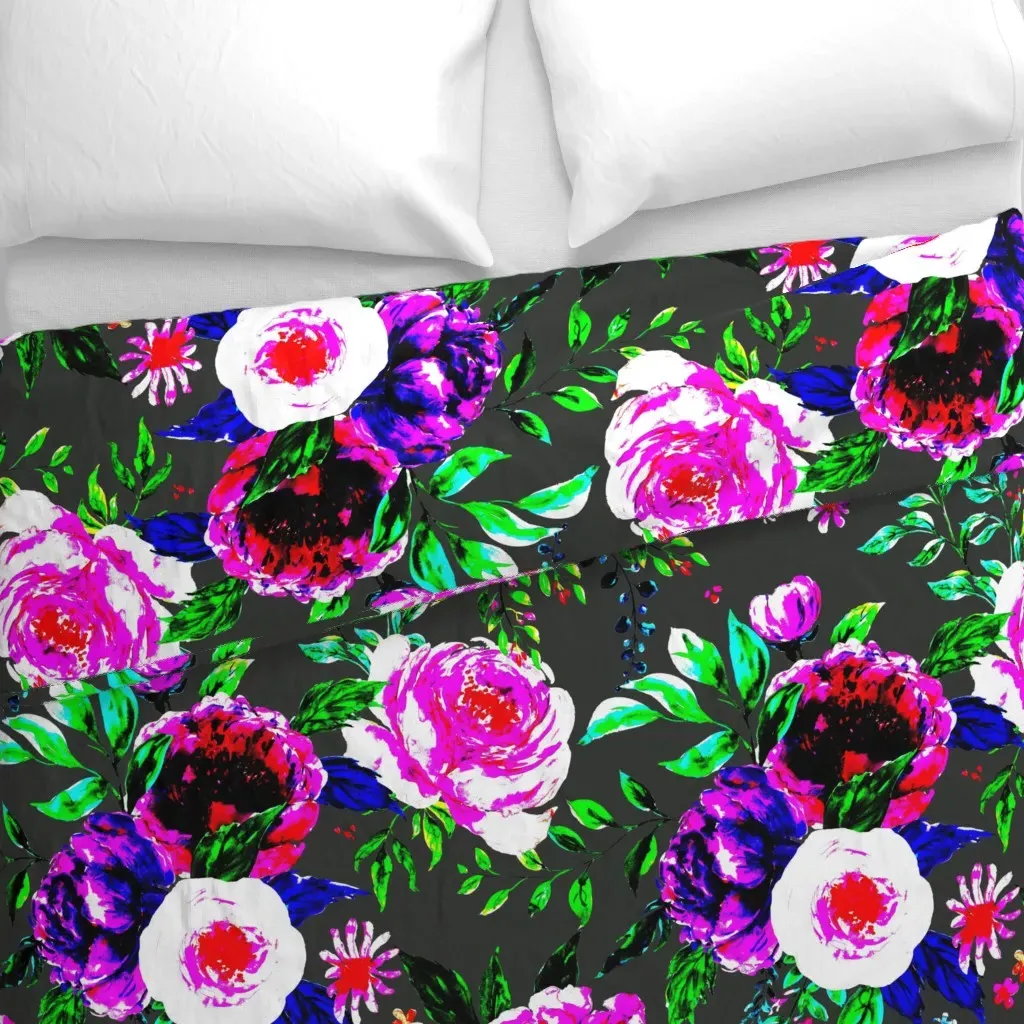Large Peonies Duvet Cover - Magenta alternate view