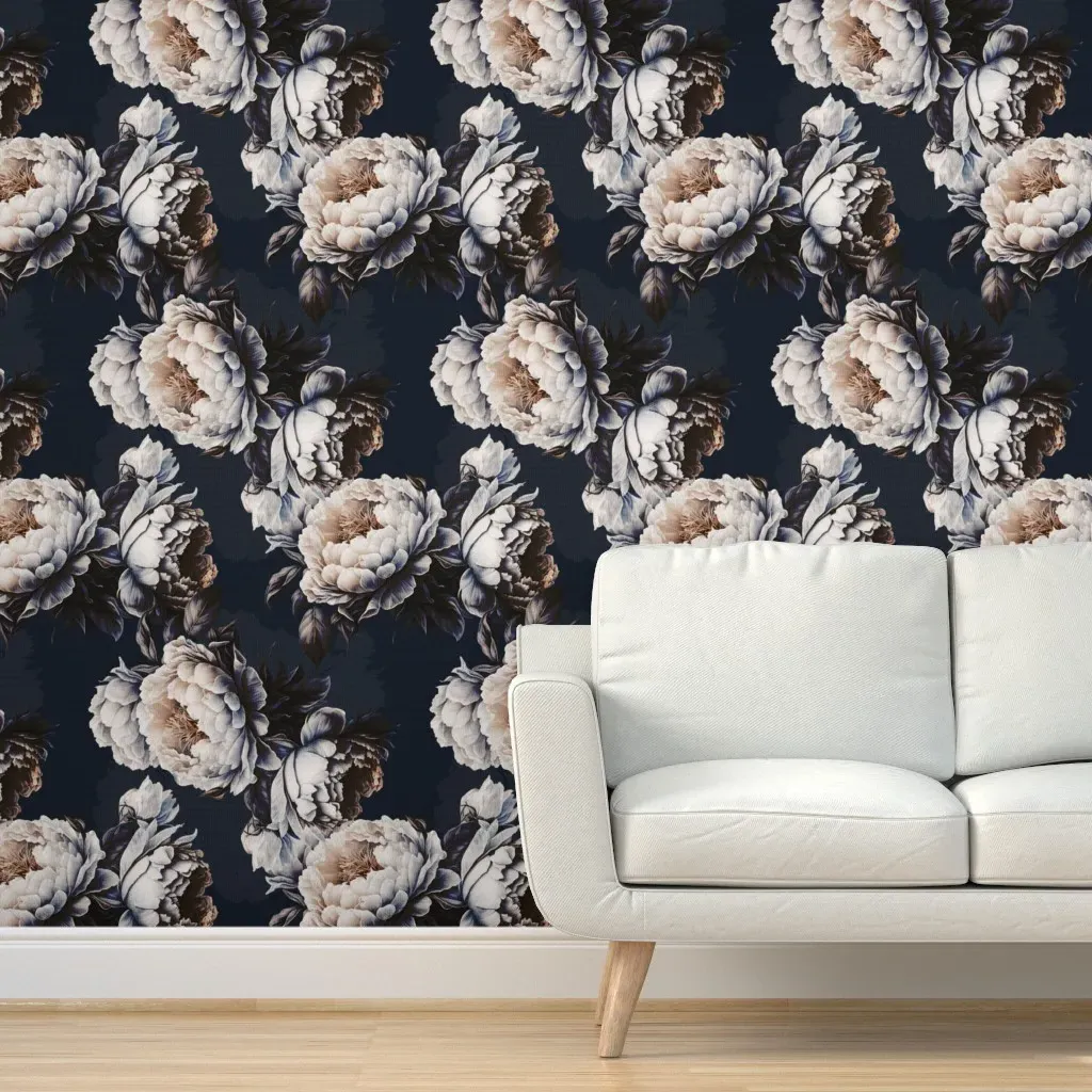 Large Peonies Peel and Stick Wallpaper - Off-White product